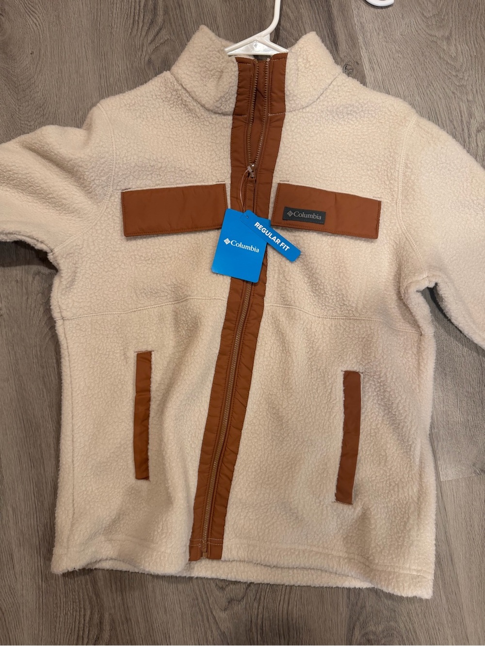 Columbia Cream Jacket with Brown Trim